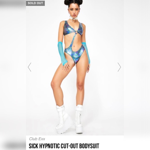 Dolls Kill Hypnotic Cut Out Bodysuit Size Small - Picture 3 of 4